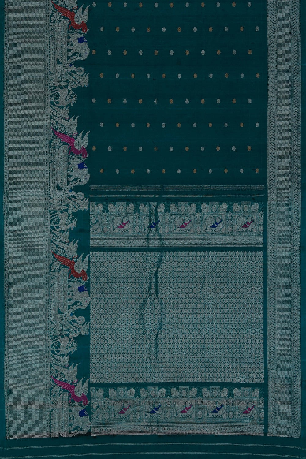 Image of Gadwal Silk Teal Blue Saree